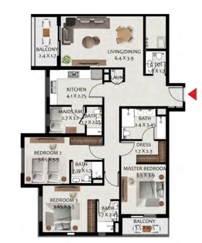 Wasl - Hillside Residences - Apartment